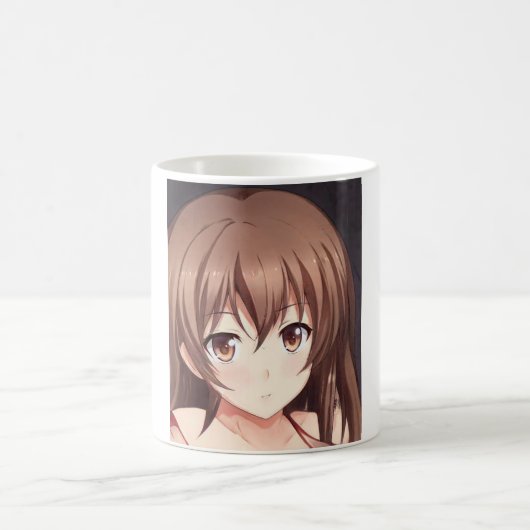 Braunhaarige Anime-Girl-Augen Kaffeetasse (Mittel)