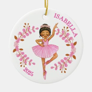 Braunhaarige Ballerina Keramik Ornament