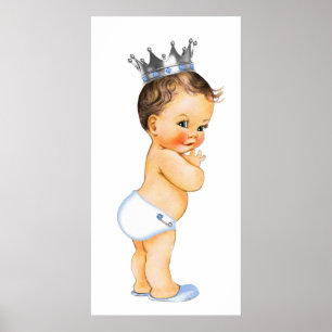 Braunhaarige Prinz Baby Shower Poster