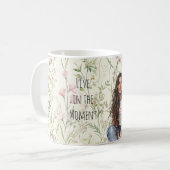 Braunhaariges Mädchen Blumen Kaffeetasse (Vorderseite Links)