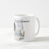 Braunhaariges Mädchen Fenster Weihnachten Kaffeetasse (VorderseiteRechts)