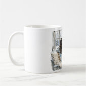 Braunhaariges Mädchen Fenster Weihnachten Kaffeetasse (Links)