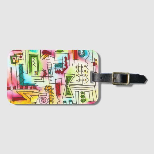 Braunhandgemalte, moderne geometrische Wasserfarbe Gepäckanhänger (Vorderseite (Horizontal))