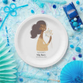 Braunhäute Boho Frau mit Herzbukett Pappteller (Party)