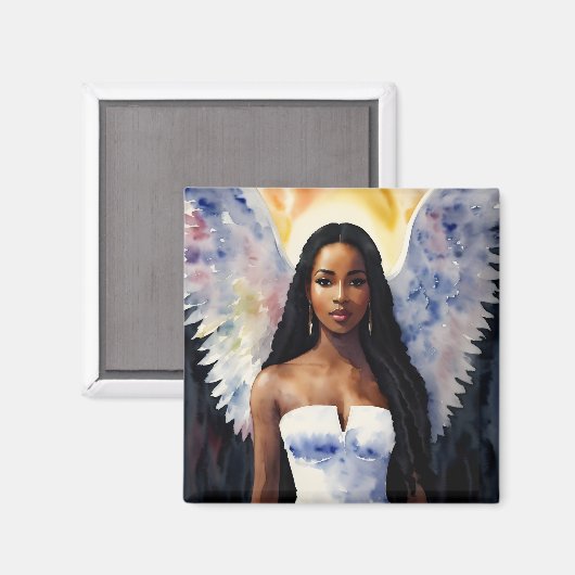 Braunhäutige Engel Watercolor Magnet (Vorderseite/Rückseite)