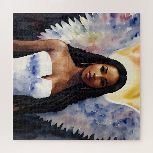 Braunhäutige Engel Watercolor Puzzle (Horizontal)