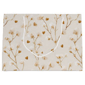 Braunherzen Rosa Florales Brautdusche Große Geschenktüte (Vorderseite)