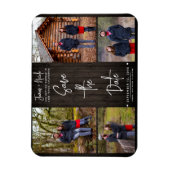 Braunholz Rustikale 4 Fotos Save the Date Hochzeit Magnet (Vertikal)
