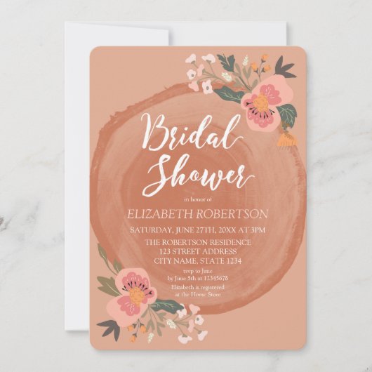 Braunholz Rustikales Brautparty Einladung (Vorderseite)