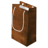 Braunholz Rustikales Muster Kleine Geschenktüte (Rückseite Schrägansicht)