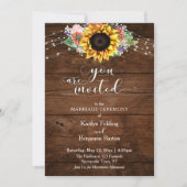 Braunholz, Typografie, Sonnenblumen und Lichtereih Einladung (Vorderseite)