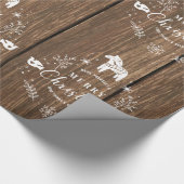 Braunholzplanken, weiße Weihnachtsschmuck Geschenkpapier (Ecke)