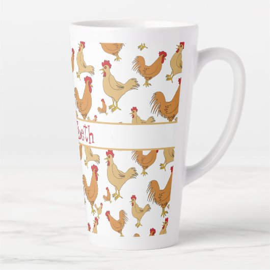 Braunhühner Design Personalisiert groß Milchtasse (Rechts)