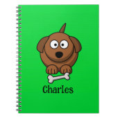 Braunhund mit Knochen, auf grün personalisiert Notizblock (Vorderseite)