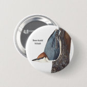 Braunkopfatch, Audubon, Vogelbeobachter Bird Wear, Button (Vorne & Hinten)
