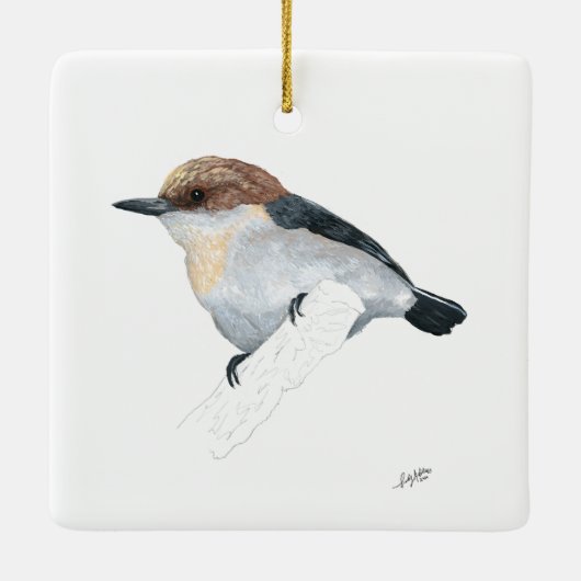 Braunkopfnuthatch Keramikornament (Rückseite)