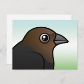 Braunkopfvogel Postkarte (Vorne/Hinten)