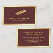 Braunleder-Goldfolien-Feder Vintagen Quill Pen Visitenkarte (Vorne/Hinten)