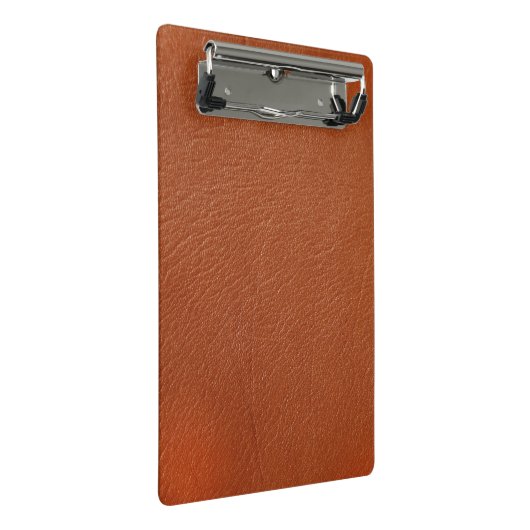 Braunleder Mini Klemmbrett (Schrägansicht)