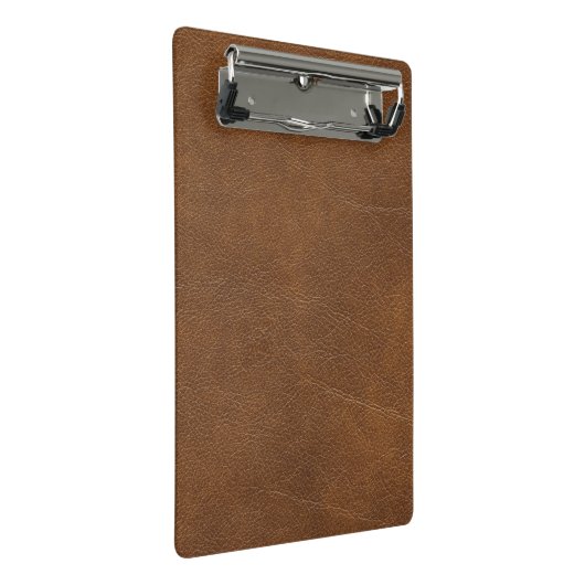 Braunleder Mini Klemmbrett (Schrägansicht)