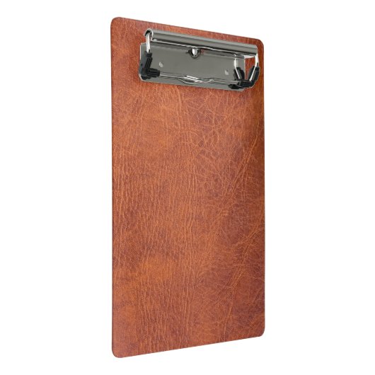 Braunleder Mini Klemmbrett (Schrägansicht)