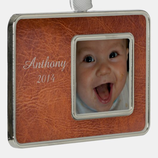 Braunleder Rahmen-Ornament Silber (Rechts)