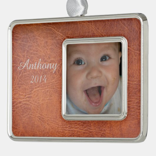 Braunleder Rahmen-Ornament Silber (Links)