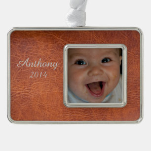 Braunleder Rahmen-Ornament Silber