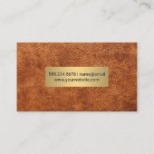 Braunleder und Metallgoldrahmen Visitenkarte (Rückseite)