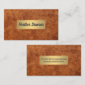 Braunleder und Metallgoldrahmen Visitenkarte (Vorne/Hinten)