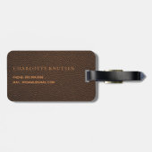 Braunledergold-Monogramm Gepäckanhänger (Rückseite horizontal)