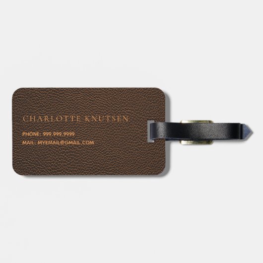 Braunledergold-Monogramm Gepäckanhänger (Rückseite horizontal)