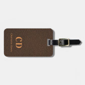 Braunledergold-Monogramm Gepäckanhänger (Vorderseite horizontal)
