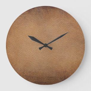 Braunledertextur: Vintager Hintergrund geschlossen Große Wanduhr