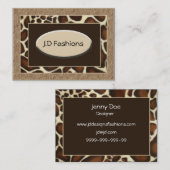 Braunleopardprint Chic Business Cards Visitenkarte (Vorne/Hinten)
