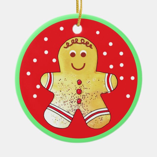 Bräunlich-Mit Augen Lebkuchen Keramik Ornament (Vorne)