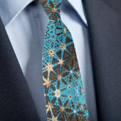 Bräunliche Aquamarine Sahnewellen und -sterne Krawatte