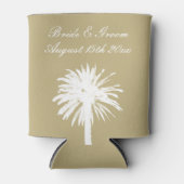 Bräunliche Farbpalette Palmenstrandhochzeit Dosenkühler (Vorderseite)