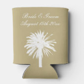 Bräunliche Farbpalette Palmenstrandhochzeit Dosenkühler (Rückseite)