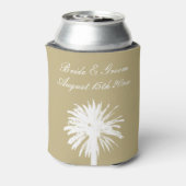 Bräunliche Farbpalette Palmenstrandhochzeit Dosenkühler (Kanne Rückseite)