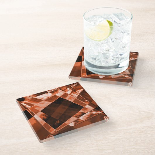 Bräunliche Koralle, in gefärbten oder gestreckten  Glasuntersetzer (Schrägansicht)