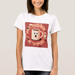 Bräunliche Niedliche Cartoon Kaffeetassen T-Shirt