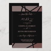 Bräunliche romantische Fotokarte mit festem Glas Save The Date (Vorne/Hinten)