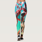 Bräunliche Streifen über Grün oder Aquamarine Leggings (Rückseite)