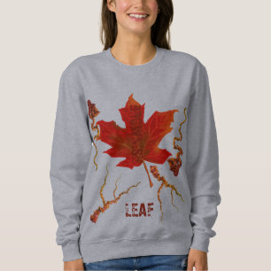 Bräunliches und grünes Leaf Women Basic Sweatshirt
