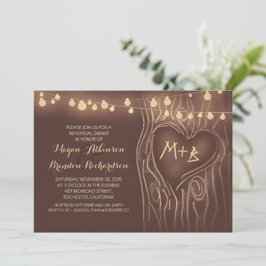 Braunlichtduft, romantisches Abendessen der Probe Einladung (Stehend Vorderseite)