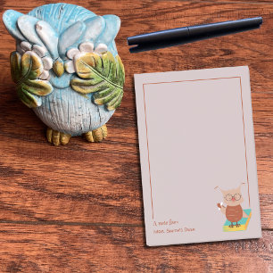 Braunmarderkauz auf einem Buch Lehrerhinweise Post-it Klebezettel