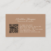 Braunmetallic Braune Monogramm-Schrift-QR-Code Visitenkarte (Rückseite)