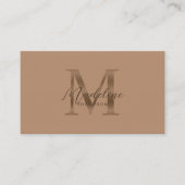 Braunmetallic Braune Monogramm-Schrift-QR-Code Visitenkarte (Vorderseite)