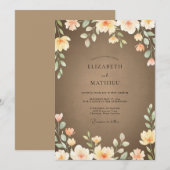 Braunocker-Wildblumen-Hochzeit Einladung (Vorne/Hinten)